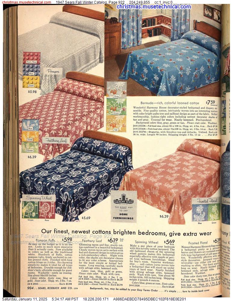 1947 Sears Fall Winter Catalog, Page 922