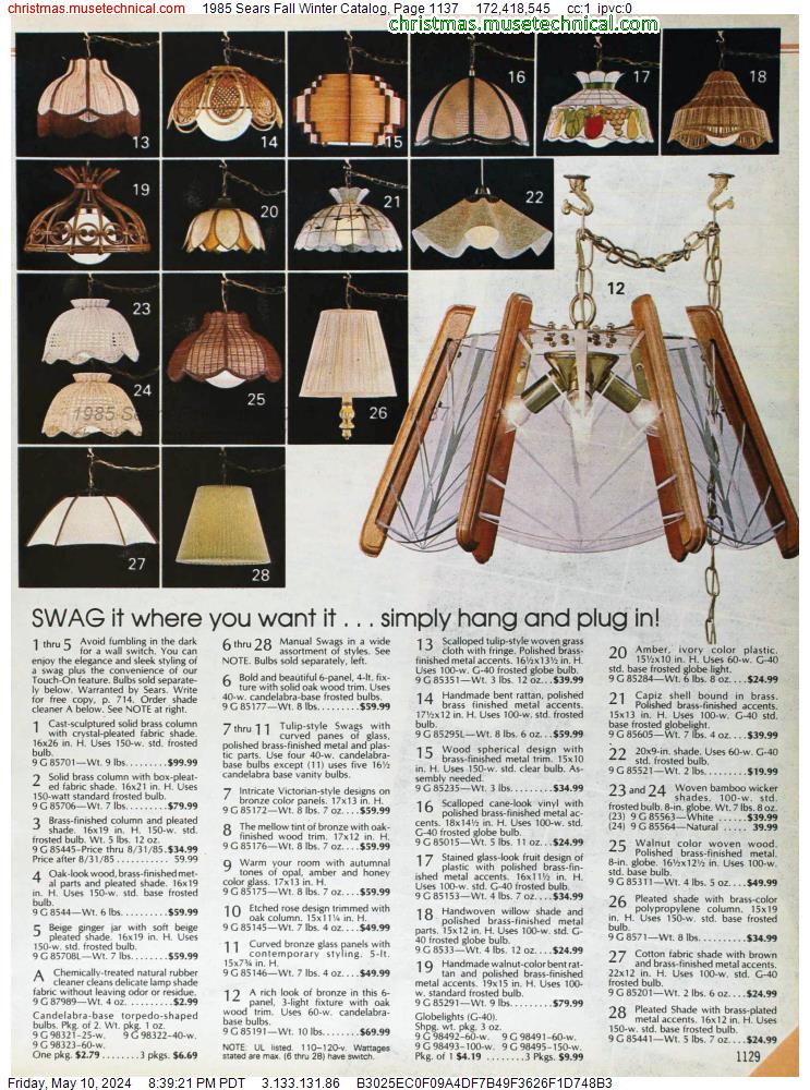 1985 Sears Fall Winter Catalog, Page 1137