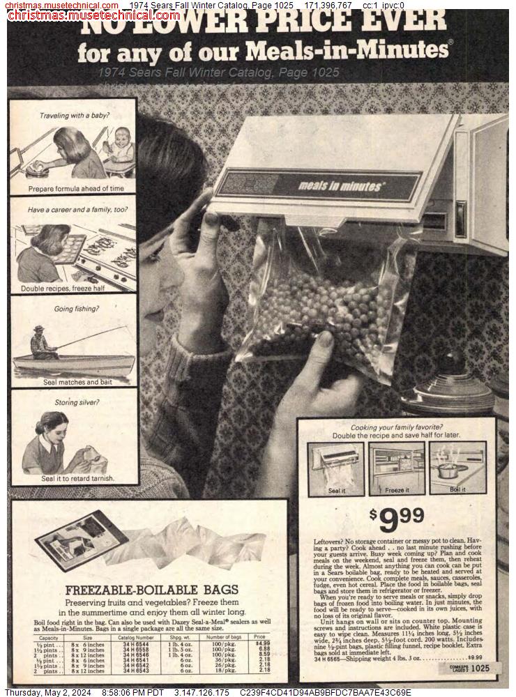 1974 Sears Fall Winter Catalog, Page 1025