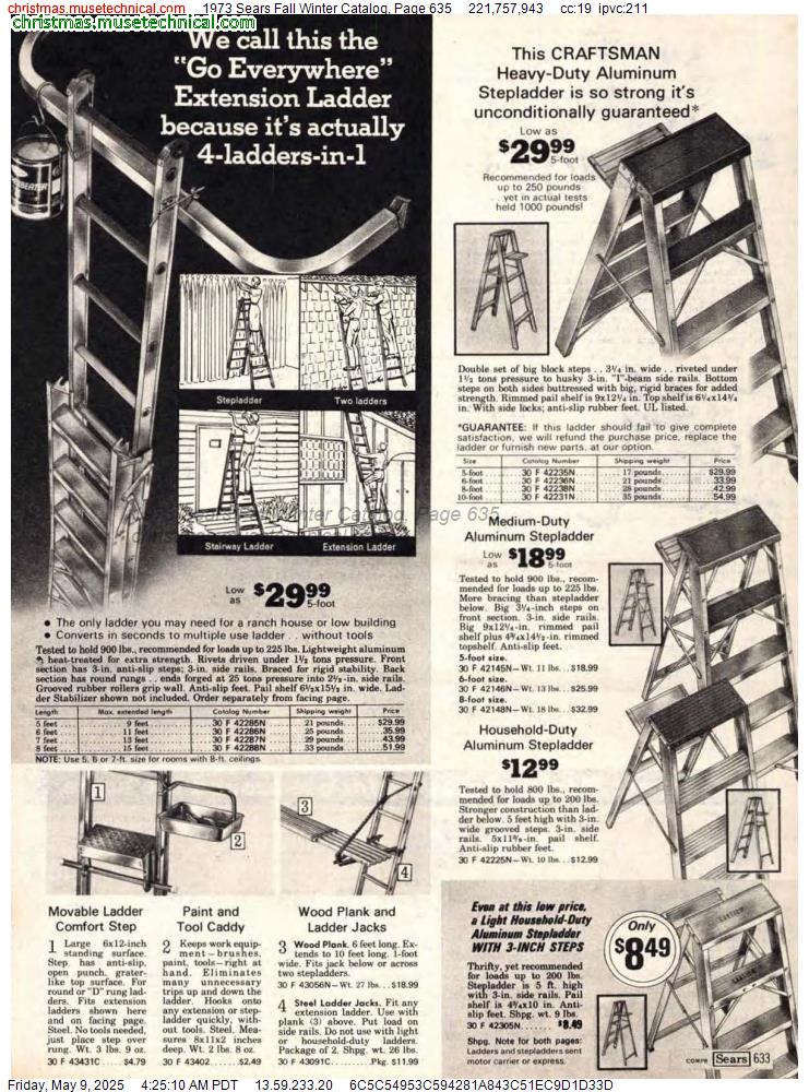1973 Sears Fall Winter Catalog, Page 635