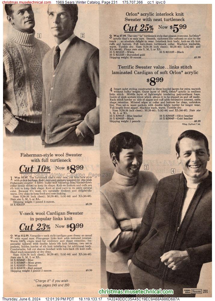 1969 Sears Winter Catalog, Page 231