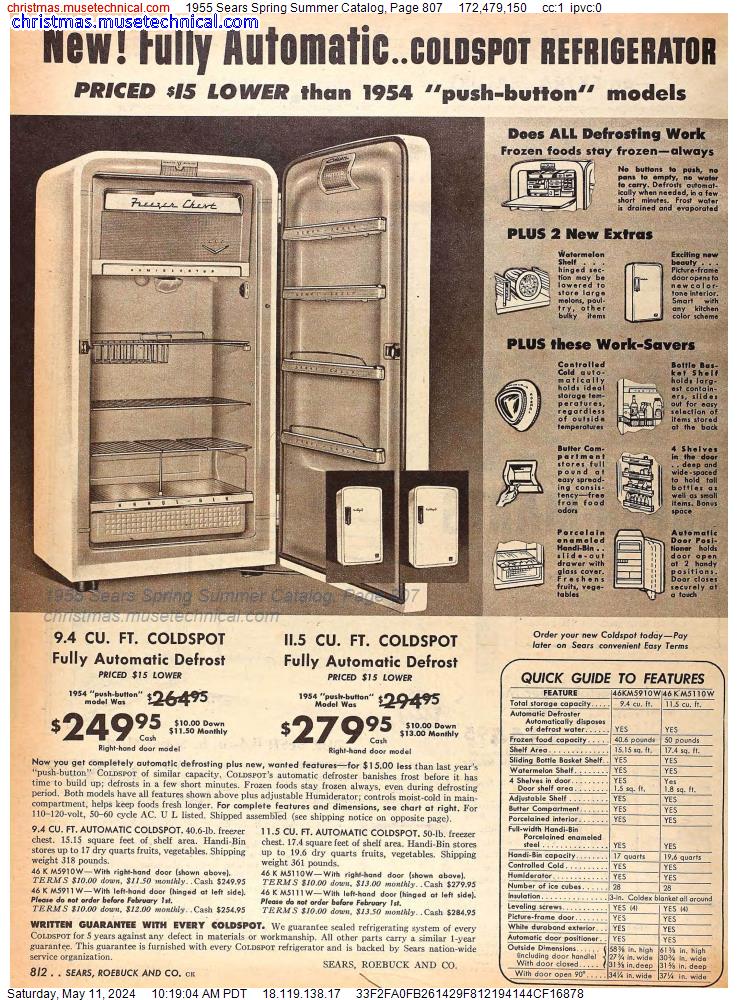 1955 Sears Spring Summer Catalog, Page 807