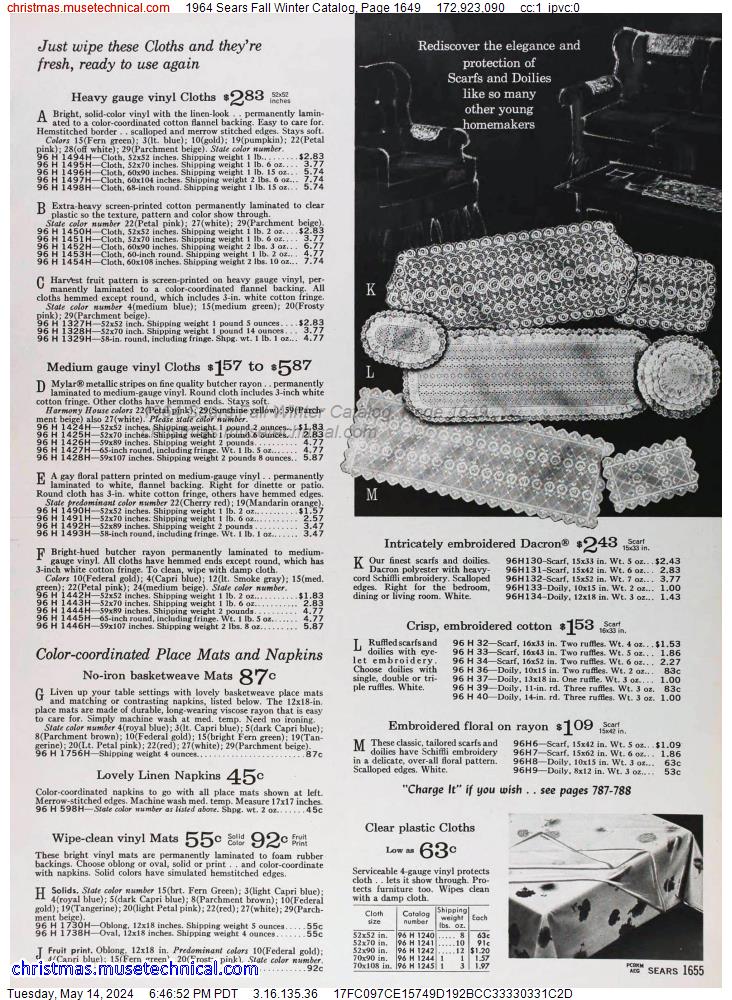 1964 Sears Fall Winter Catalog, Page 1649