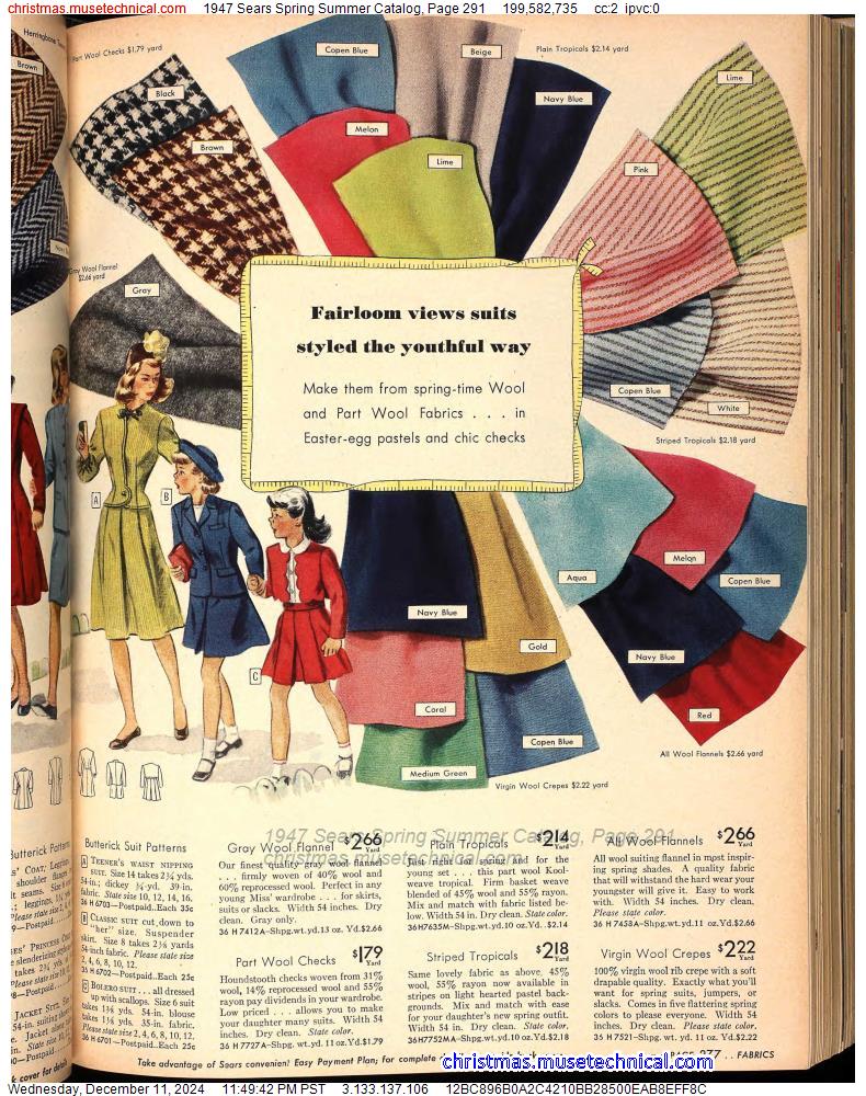 1947 Sears Spring Summer Catalog, Page 291