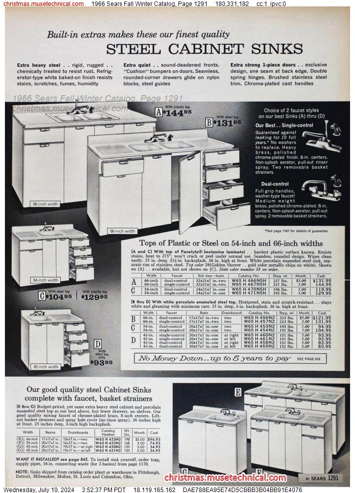 1966 Sears Fall Winter Catalog, Page 1291