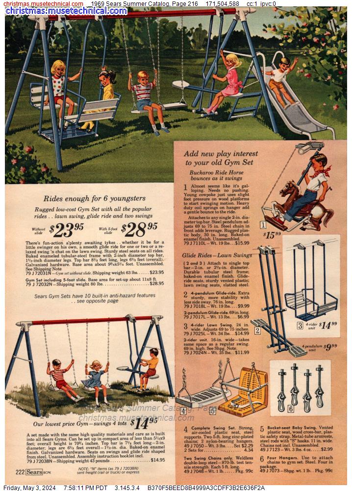 1969 Sears Summer Catalog, Page 216