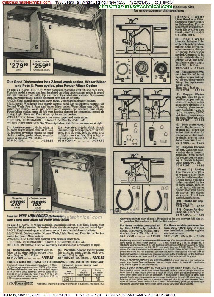 1980 Sears Fall Winter Catalog, Page 1256