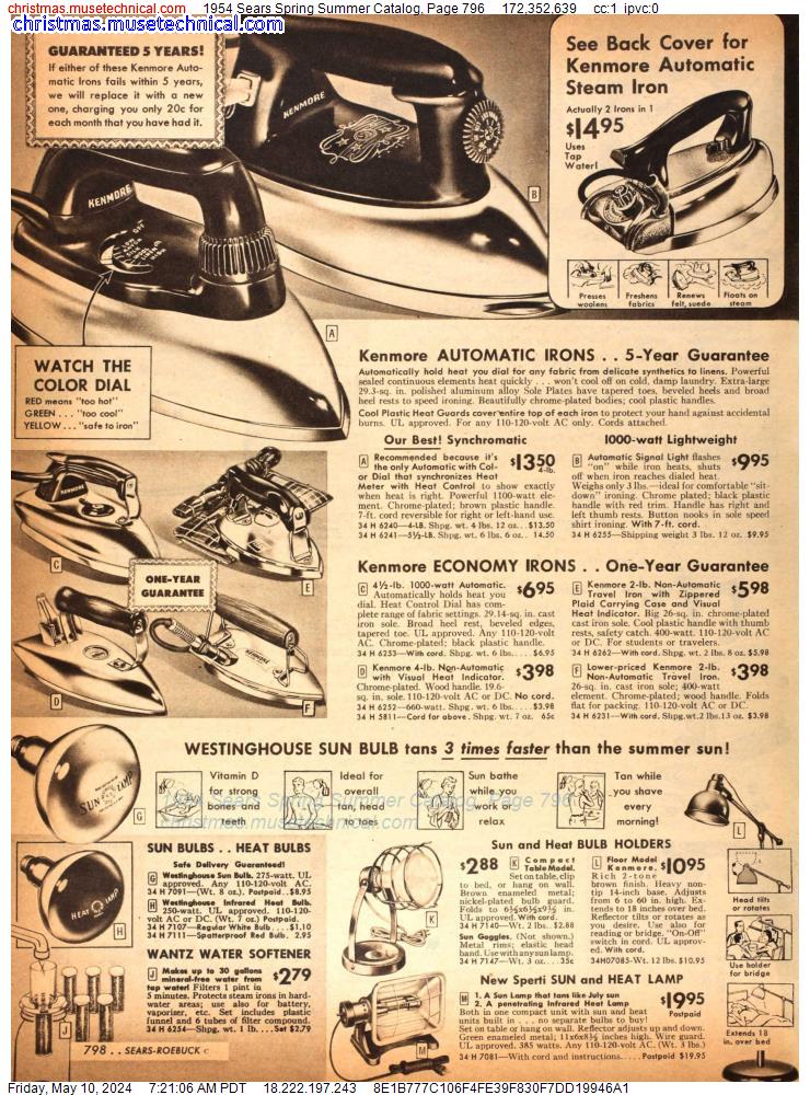 1954 Sears Spring Summer Catalog, Page 796