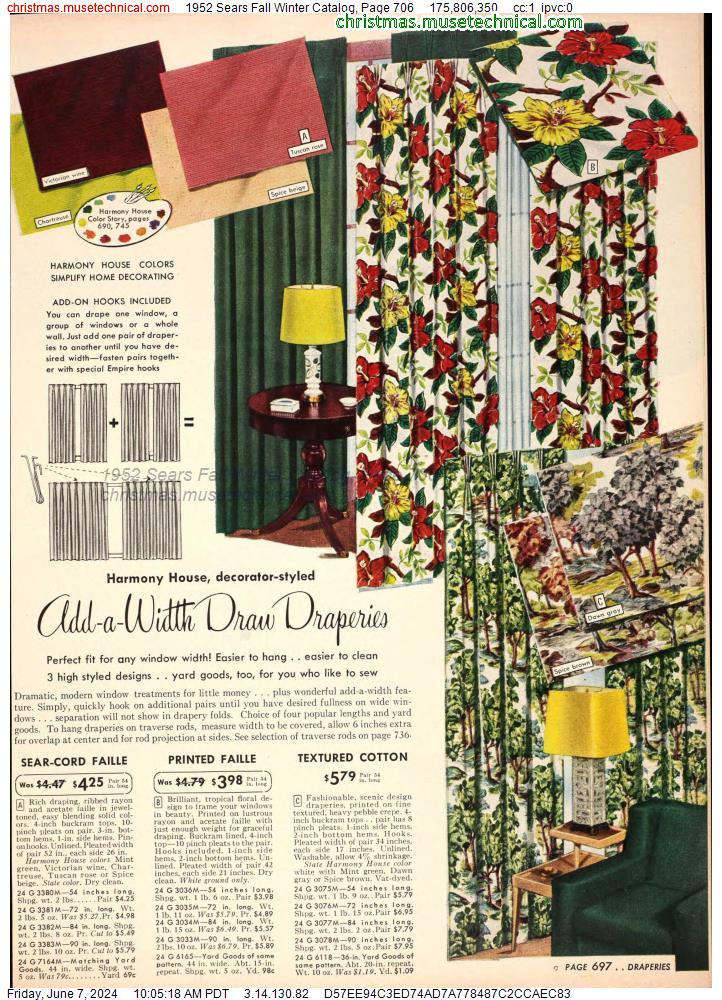 1952 Sears Fall Winter Catalog, Page 706