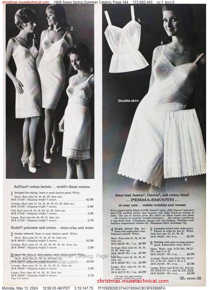 1966 Sears Spring Summer Catalog, Page 184