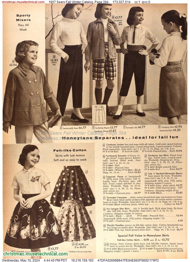 1957 Sears Fall Winter Catalog, Page 394