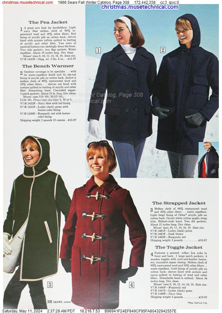 1966 Sears Fall Winter Catalog, Page 308