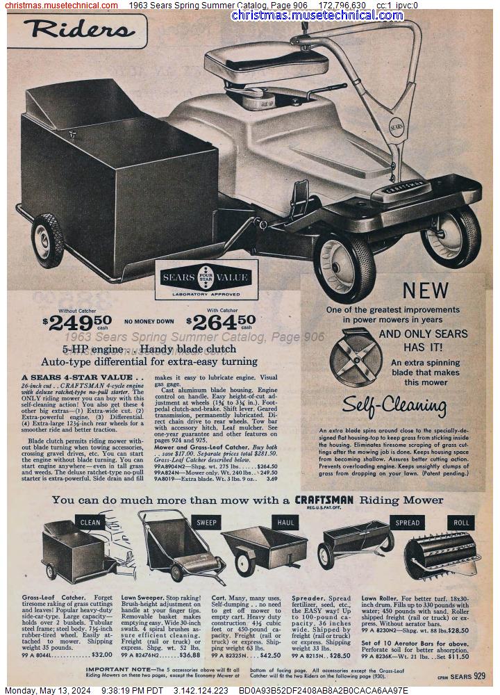 1963 Sears Spring Summer Catalog, Page 906