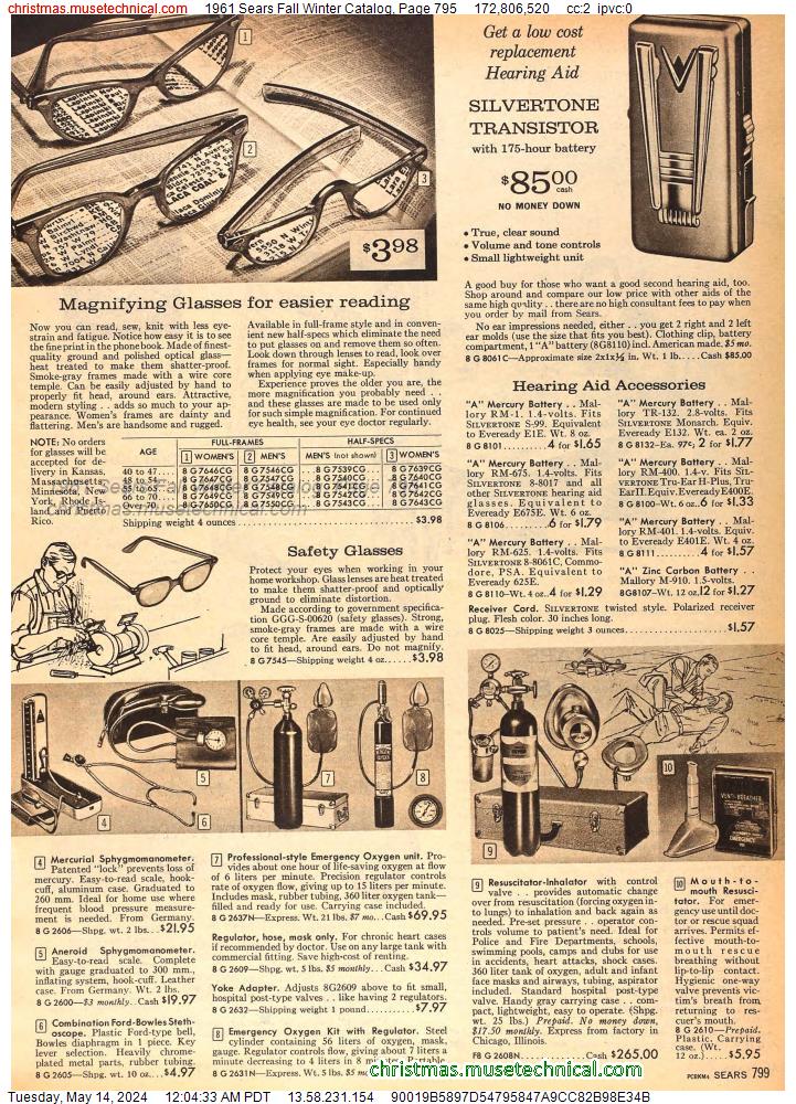 1961 Sears Fall Winter Catalog, Page 795