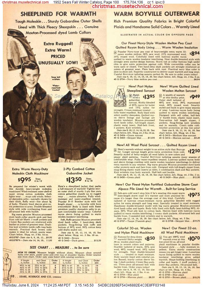 1952 Sears Fall Winter Catalog, Page 100