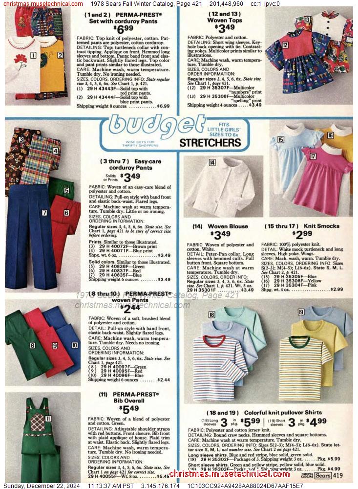 1978 Sears Fall Winter Catalog, Page 421