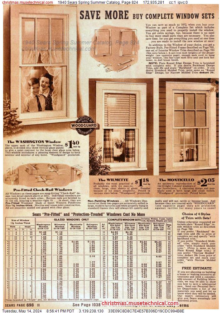 1940 Sears Spring Summer Catalog, Page 824