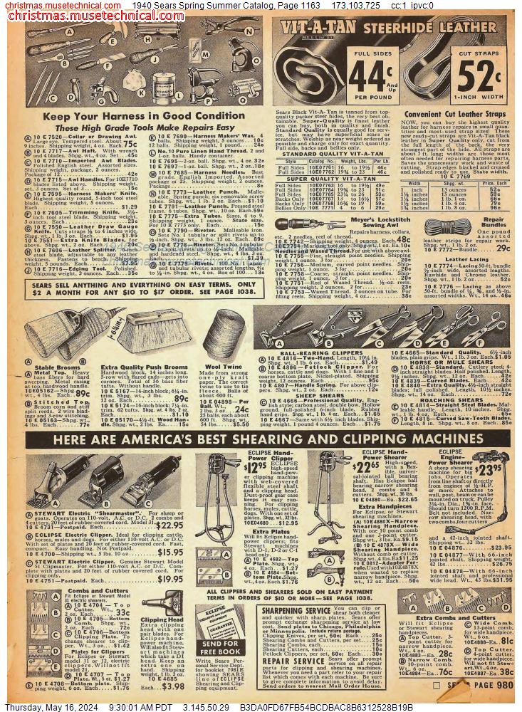 1940 Sears Spring Summer Catalog, Page 1163