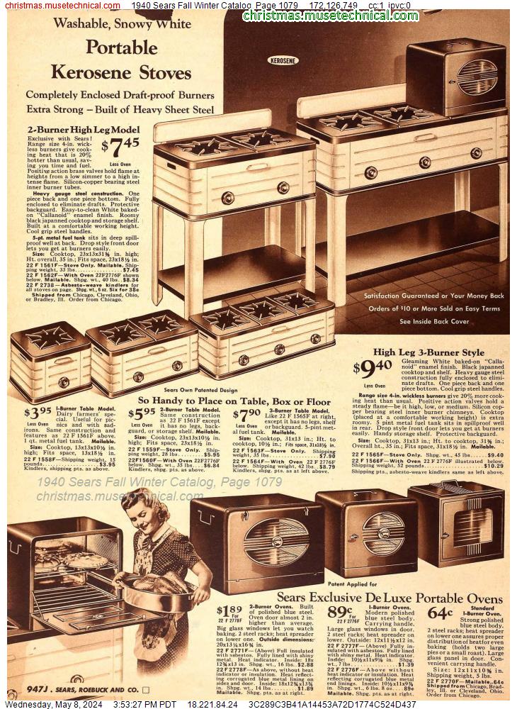 1940 Sears Fall Winter Catalog, Page 1079