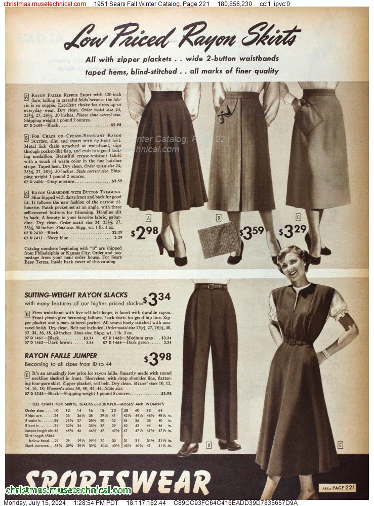 1951 Sears Fall Winter Catalog, Page 221