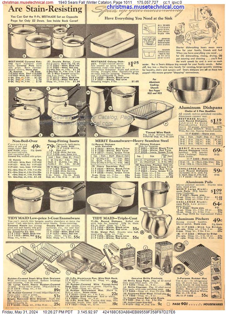 1940 Sears Fall Winter Catalog, Page 1011