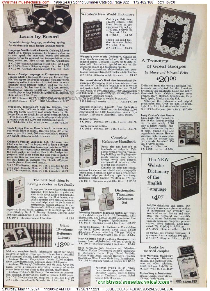 1966 Sears Spring Summer Catalog, Page 822