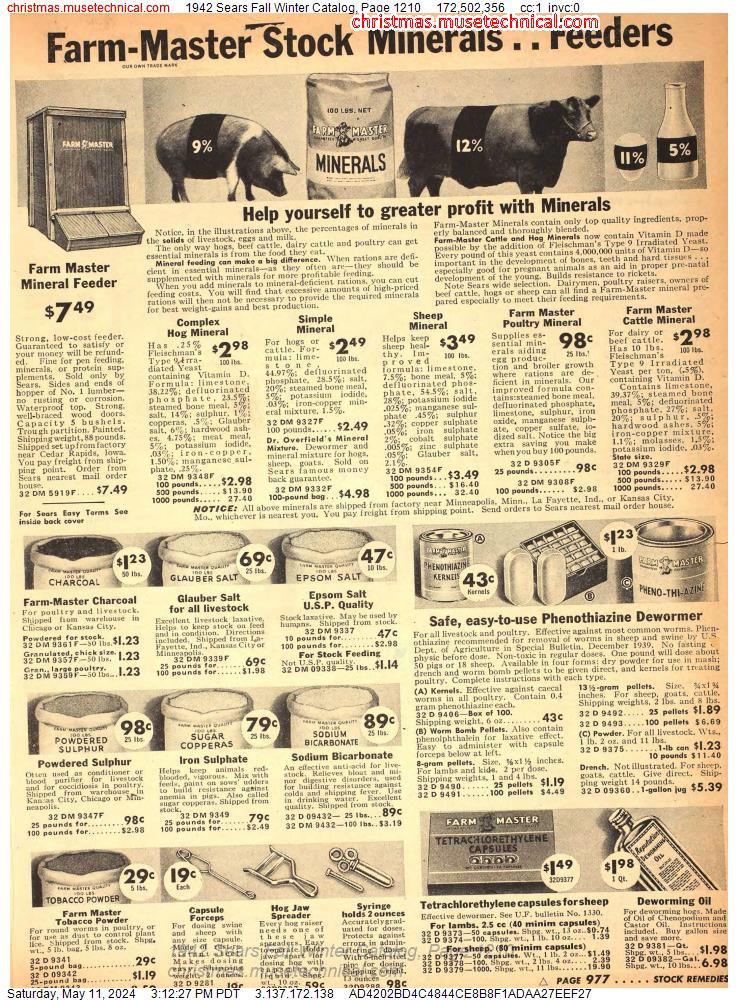 1942 Sears Fall Winter Catalog, Page 1210