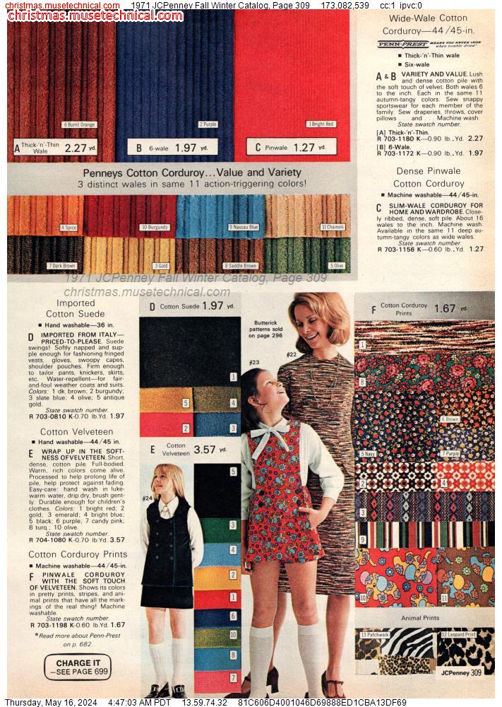 1971 JCPenney Fall Winter Catalog, Page 309