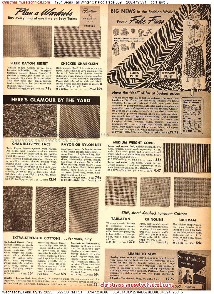 1951 Sears Fall Winter Catalog, Page 559