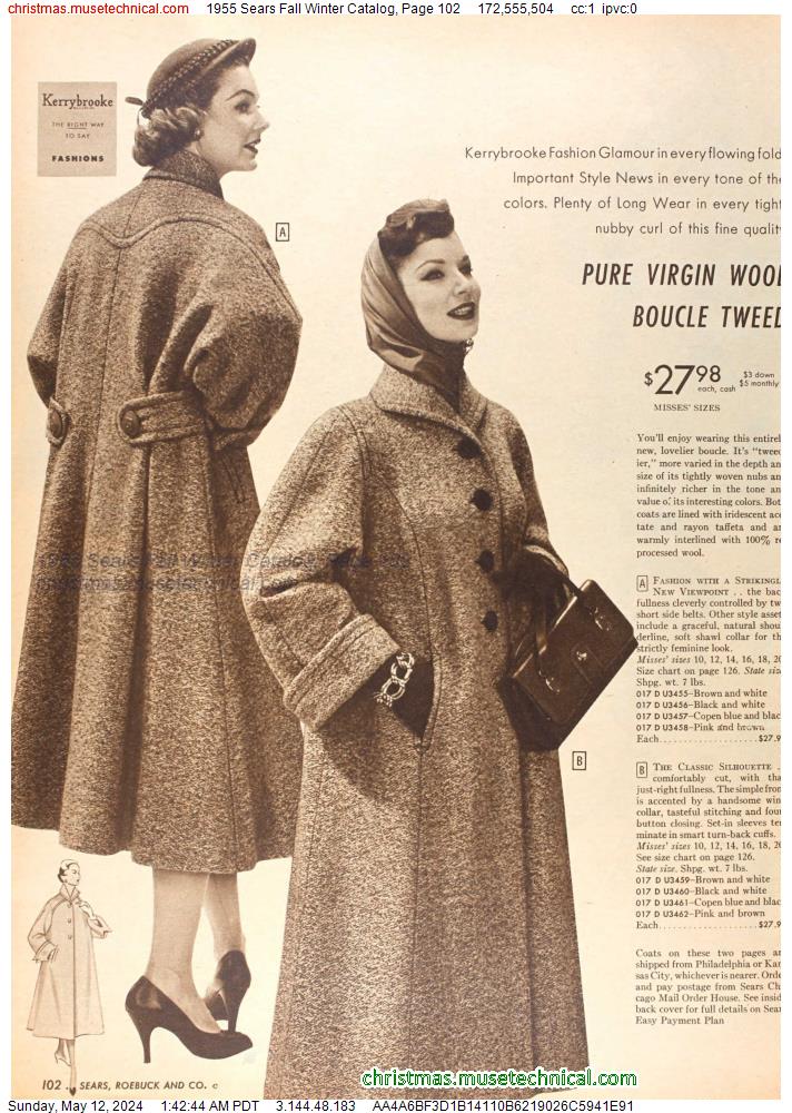 1955 Sears Fall Winter Catalog, Page 102