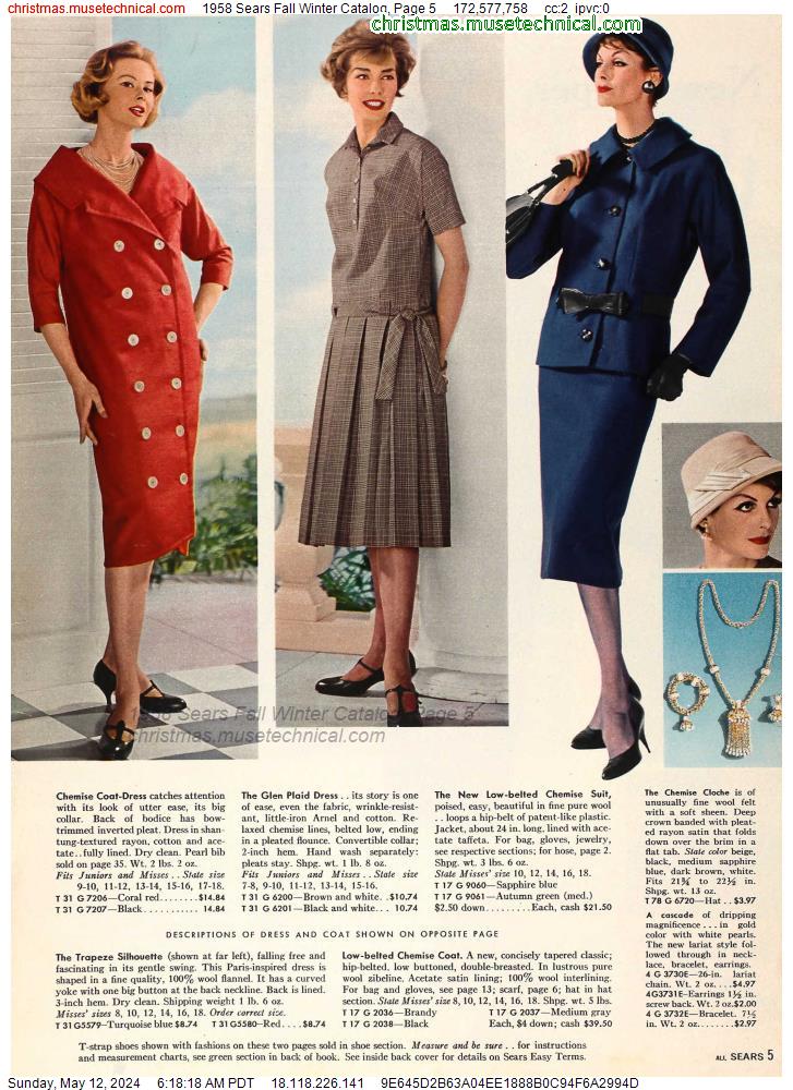 1958 Sears Fall Winter Catalog, Page 5