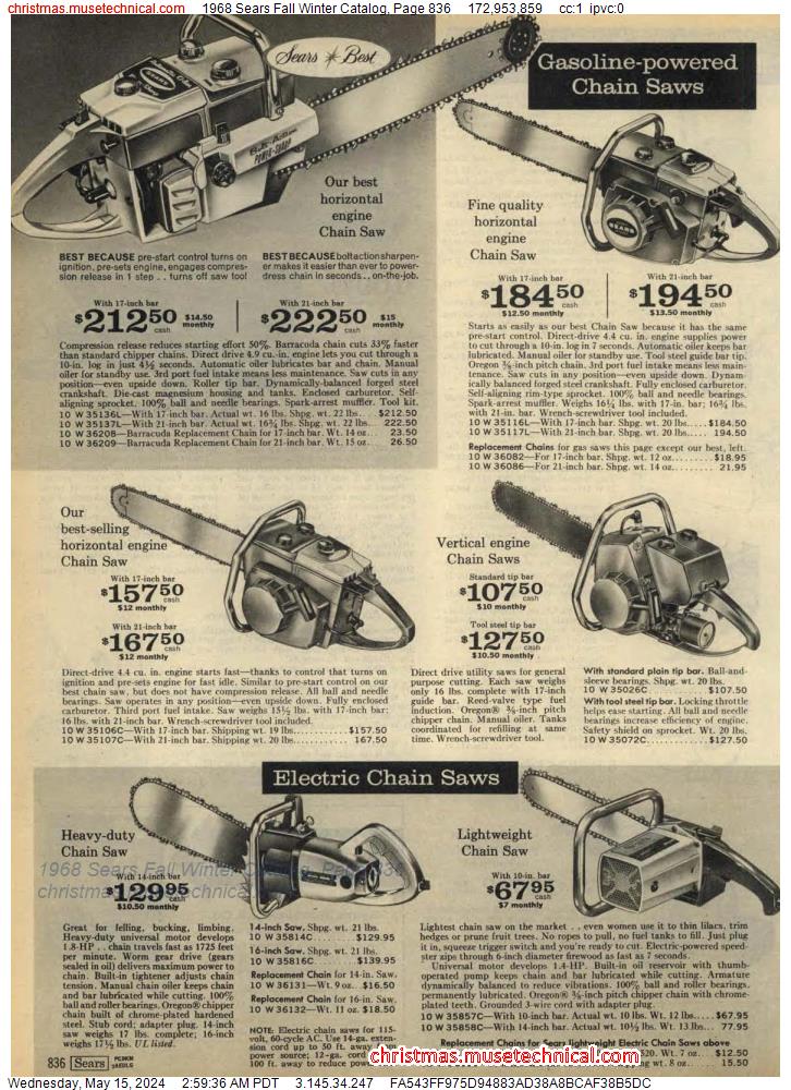 1968 Sears Fall Winter Catalog, Page 836
