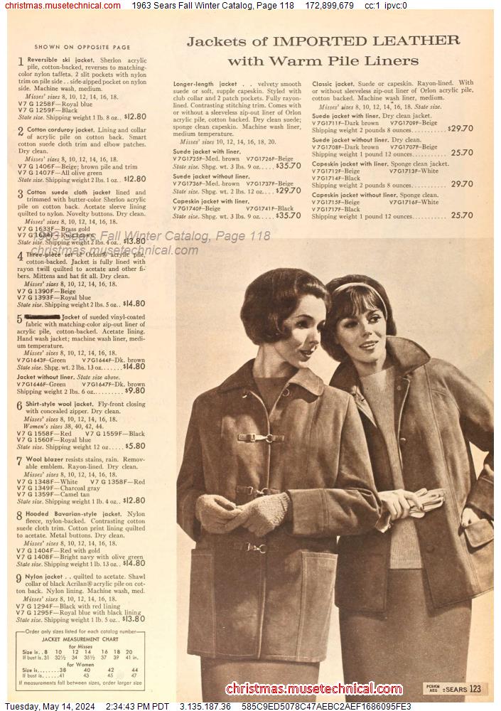 1963 Sears Fall Winter Catalog, Page 118