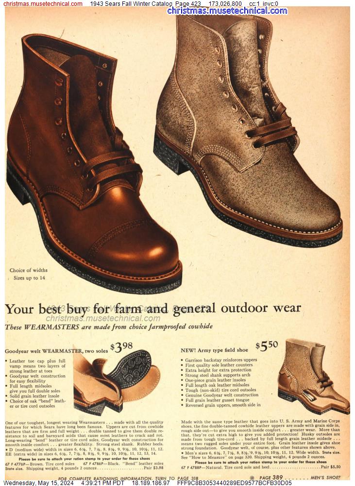 1943 Sears Fall Winter Catalog, Page 423