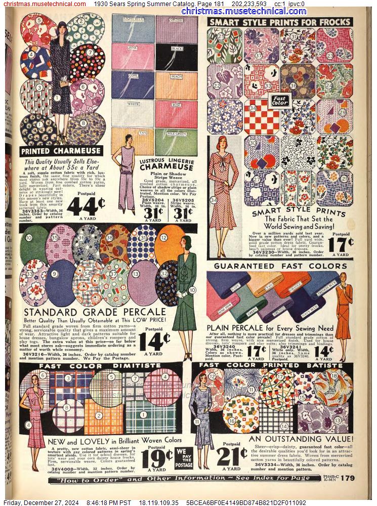 1930 Sears Spring Summer Catalog, Page 181