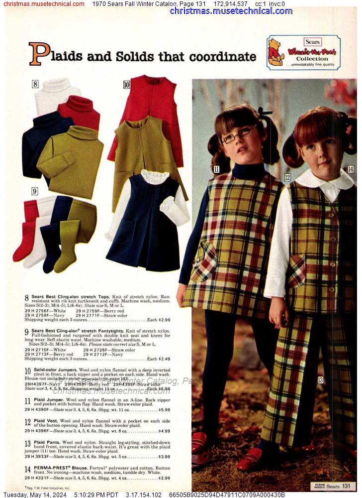 1970 Sears Fall Winter Catalog, Page 131