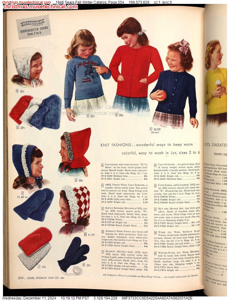 1946 Sears Fall Winter Catalog, Page 254