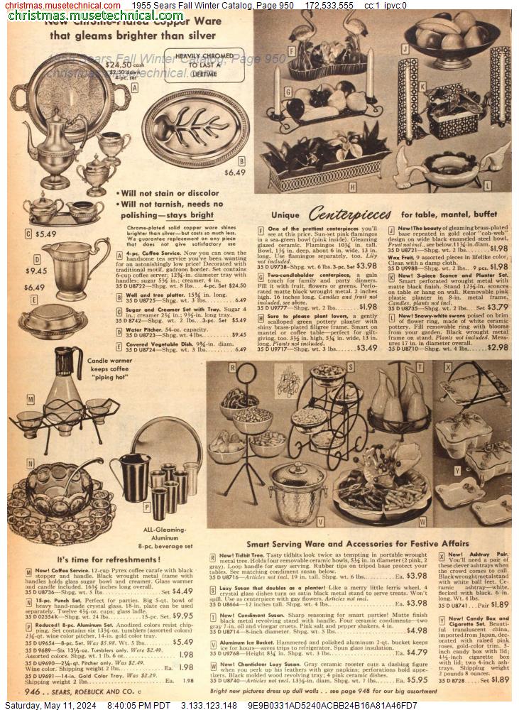 1955 Sears Fall Winter Catalog, Page 950