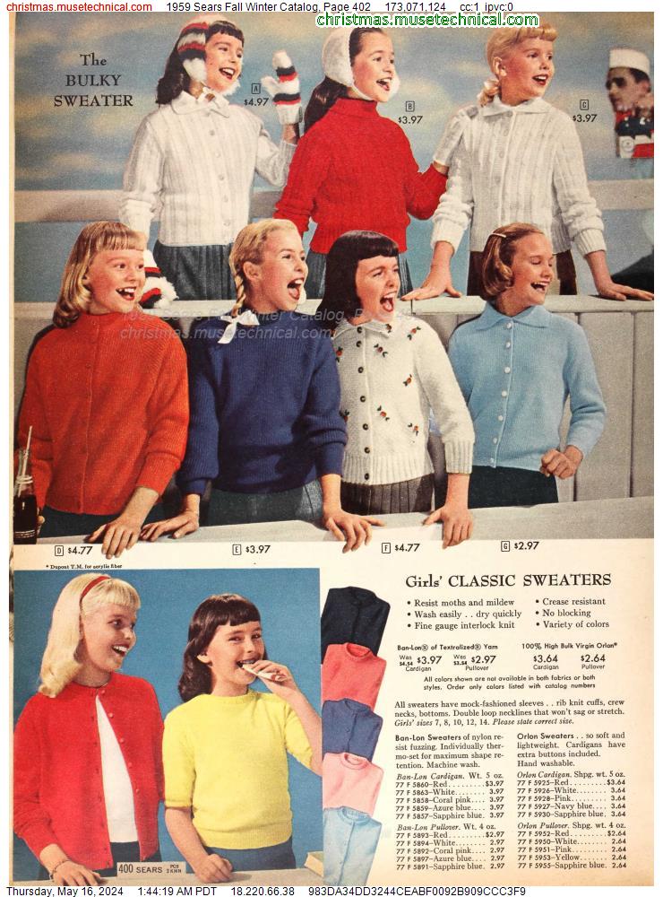 1959 Sears Fall Winter Catalog, Page 402