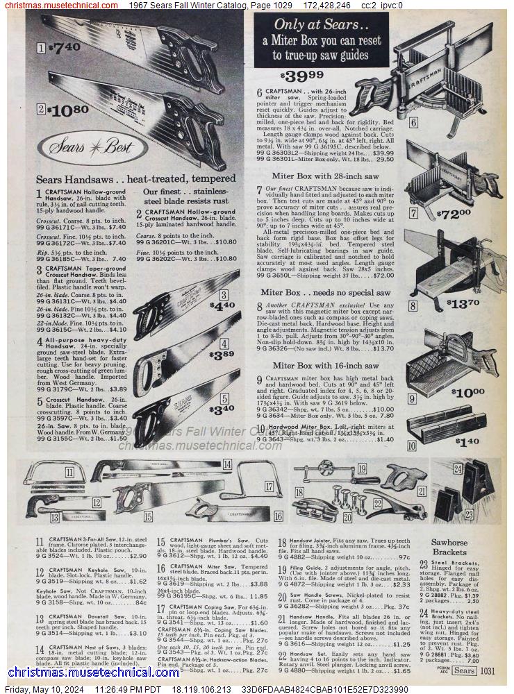 1967 Sears Fall Winter Catalog, Page 1029