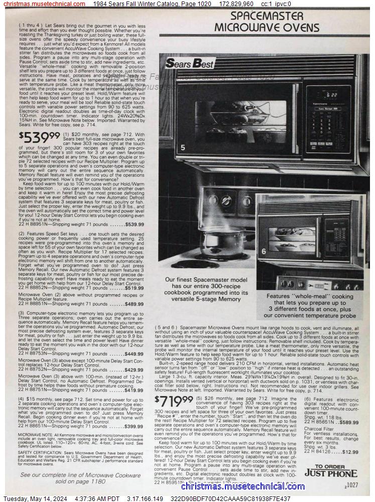1984 Sears Fall Winter Catalog, Page 1020
