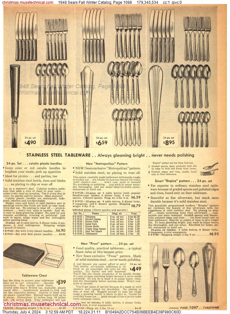 1948 Sears Fall Winter Catalog, Page 1098