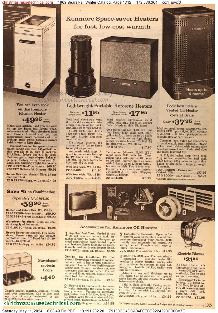 1963 Sears Fall Winter Catalog, Page 1312