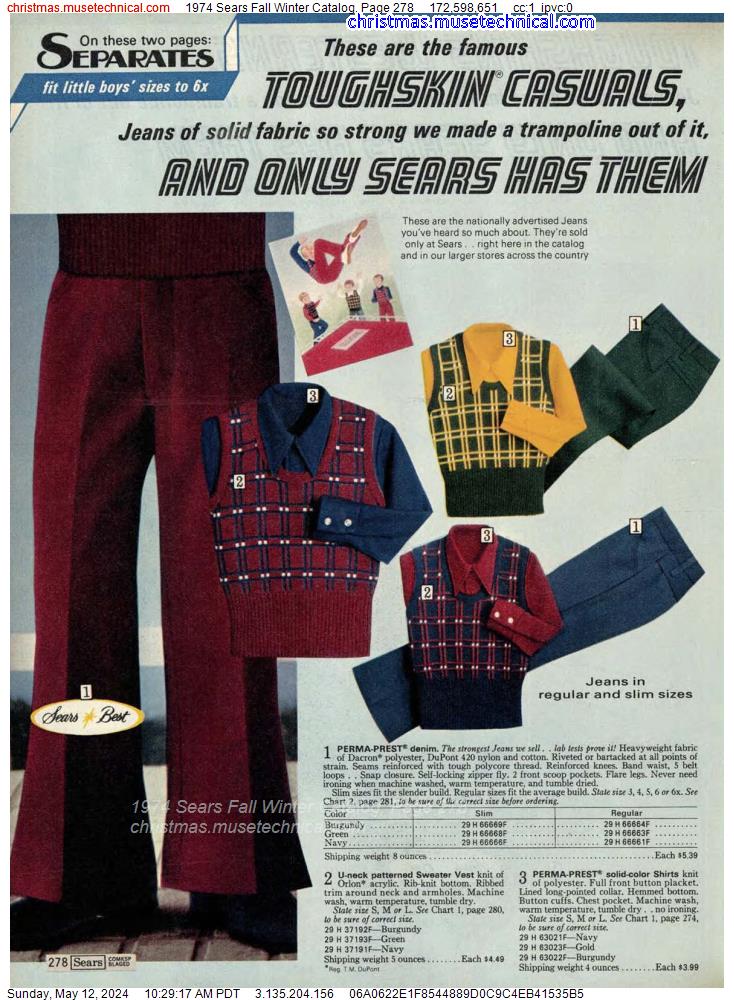 1974 Sears Fall Winter Catalog, Page 278