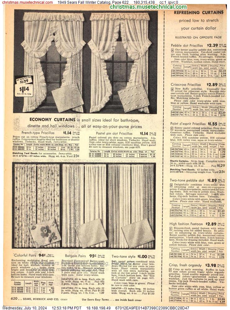 1949 Sears Fall Winter Catalog, Page 622