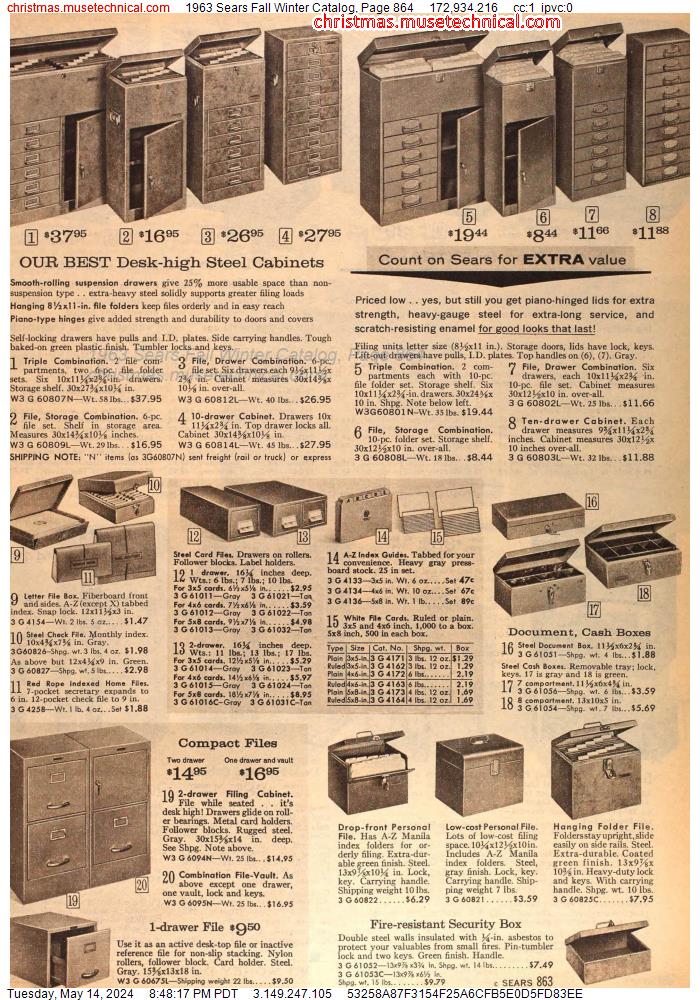 1963 Sears Fall Winter Catalog, Page 864