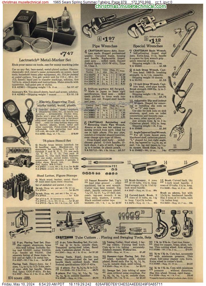 1965 Sears Spring Summer Catalog, Page 878