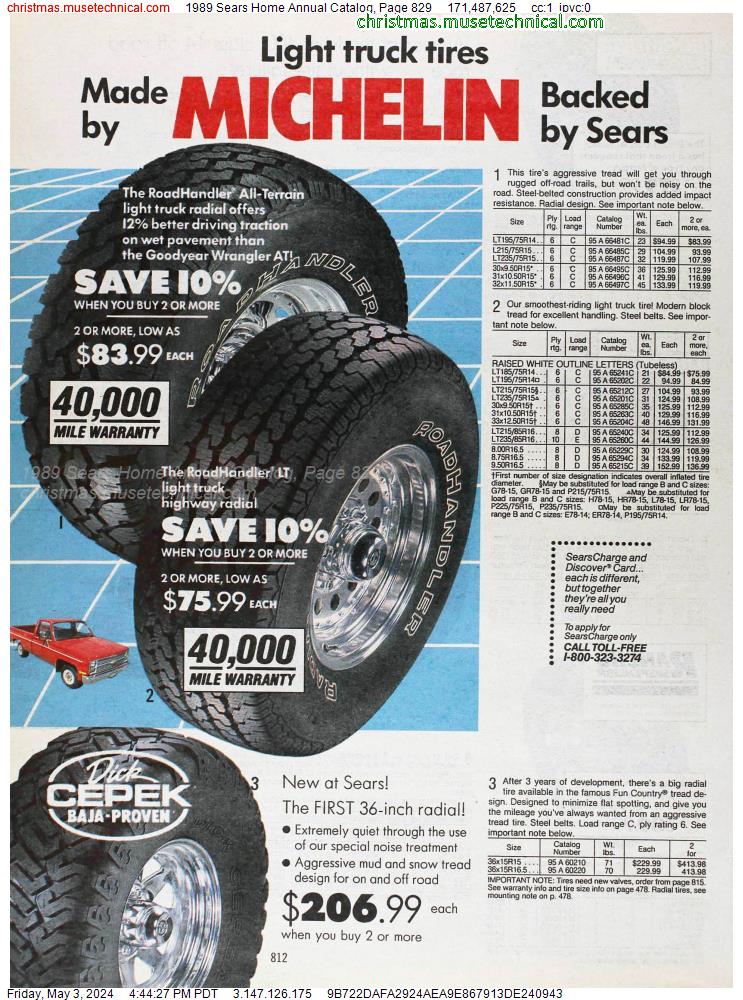 1989 Sears Home Annual Catalog, Page 829