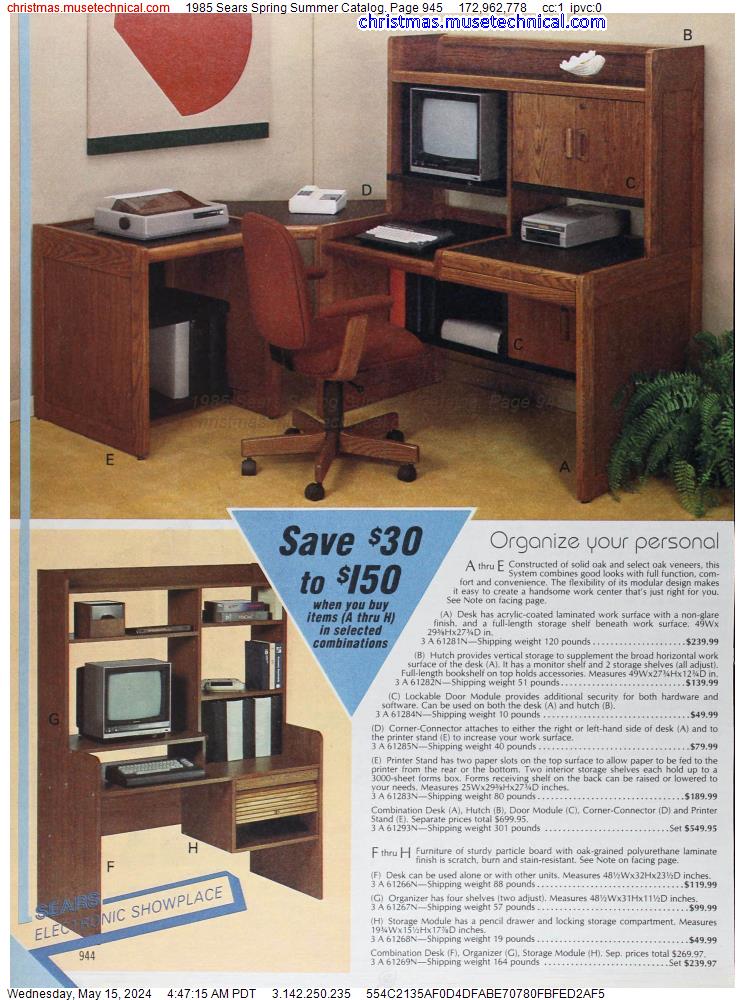 1985 Sears Spring Summer Catalog, Page 945