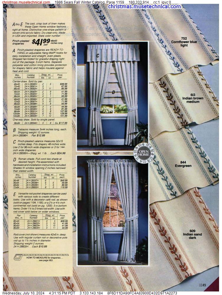 1986 Sears Fall Winter Catalog, Page 1159